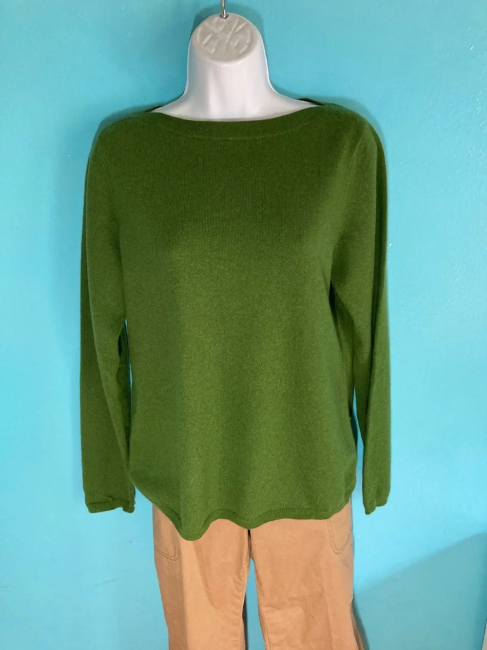 Charter Club Womens Size L  2 Ply 100% Cashmere Green Pullover Sweater - Picture 6 of 9